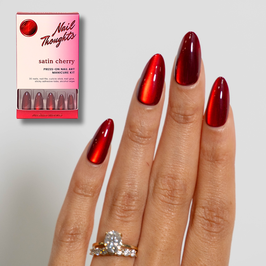Satin Cherry Press On Nails