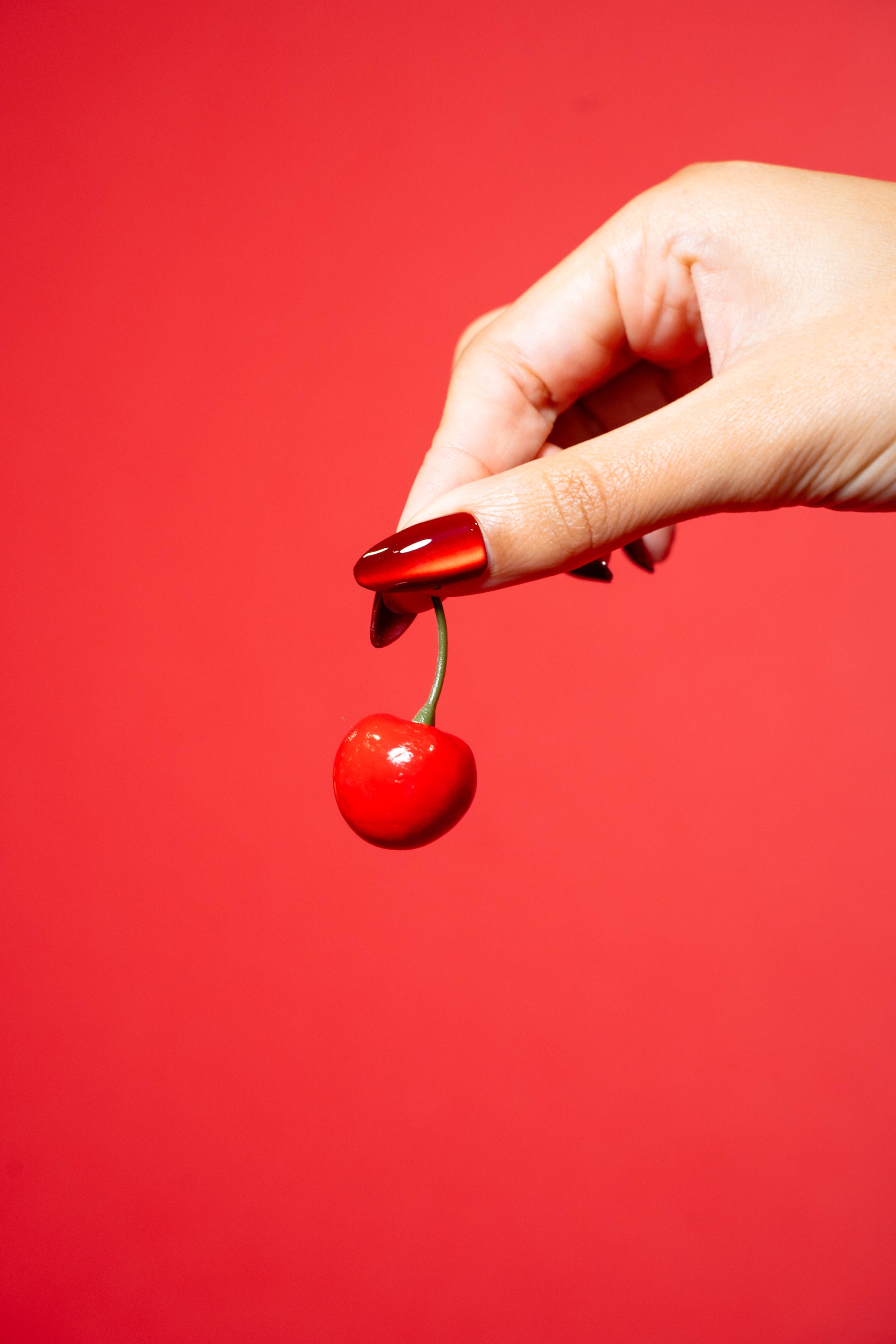 Satin Cherry Press On Nails
