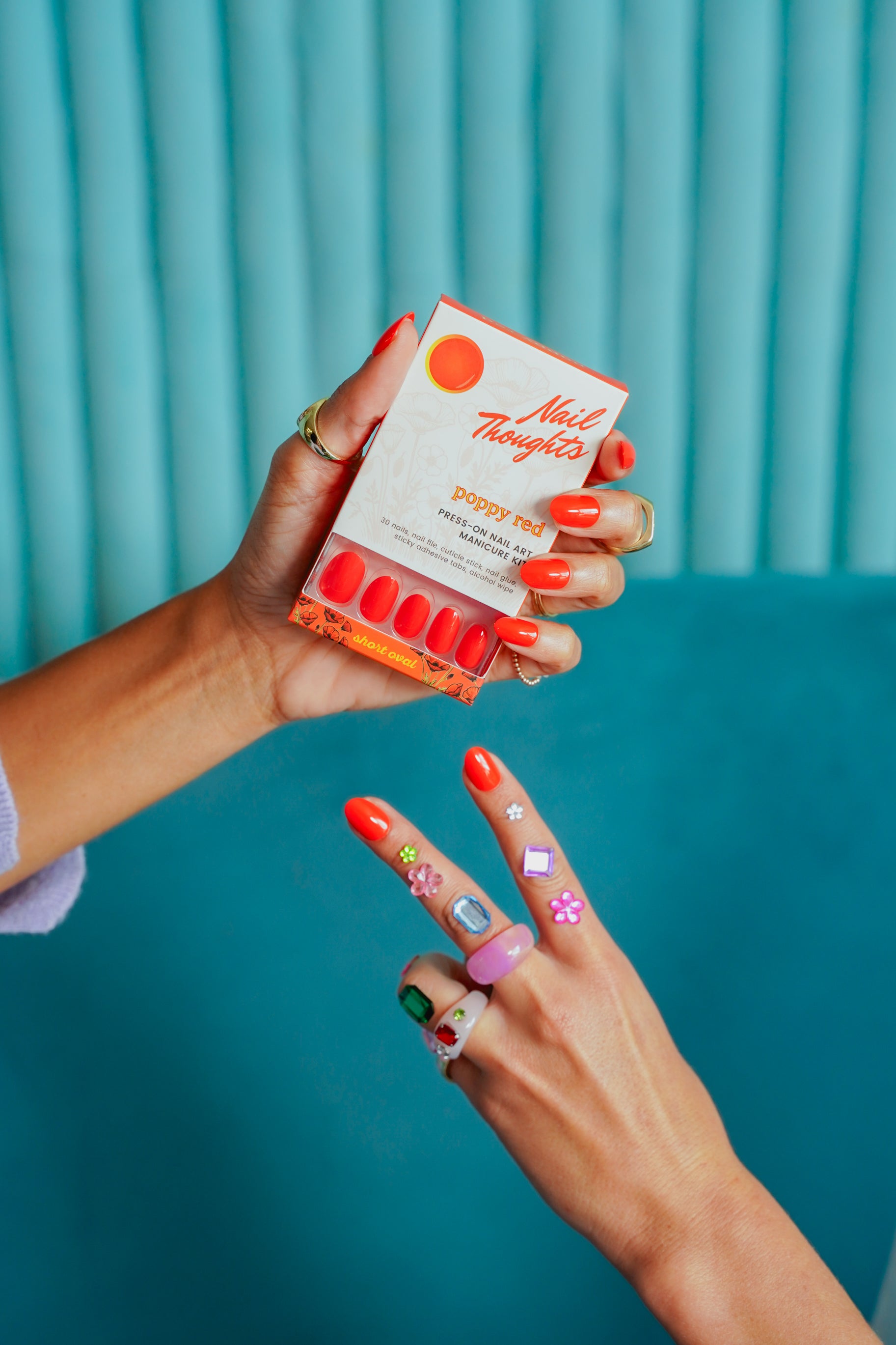 Poppy Red Press On Nails