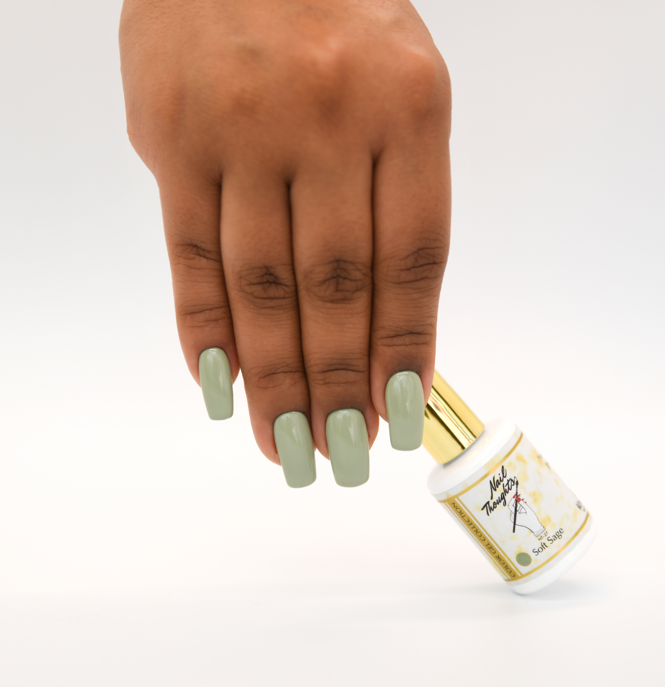 Soft Sage Green Nails with Subtle Glow